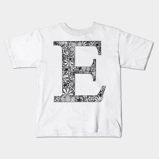 Floral Letter E Kids T-Shirt